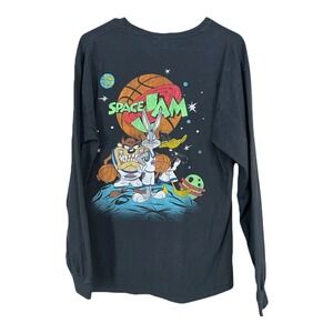 Space Jam Bugs Bunny Taz Cartoon Long Sleeve Black T Shirt Mens Large